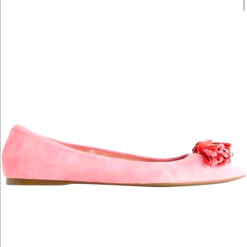 JCrew Pink Suede Pixie Flats